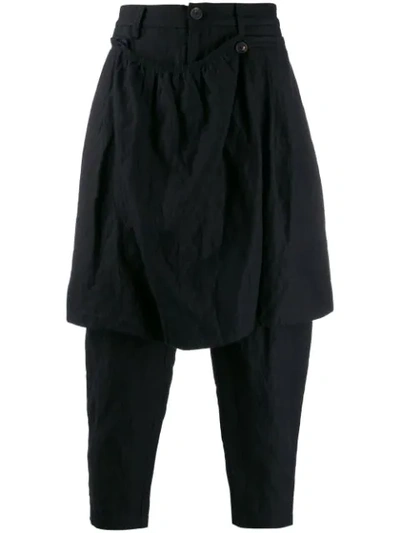 Ziggy Chen Apron Detail Trousers In Black