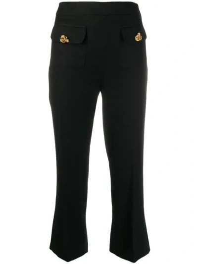 Elisabetta Franchi Cropped Crepe Trousers In Black