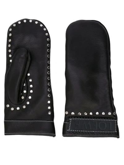 Loewe Studded Mitten-style Gloves In Black