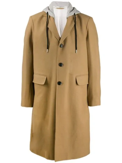 Diesel Hooded Single-breasted Coat In Neutrals