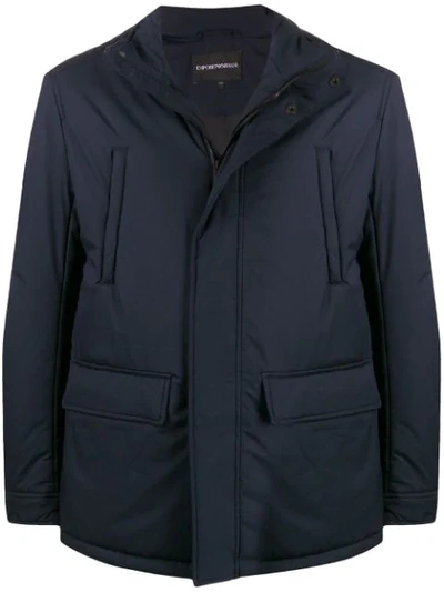 Emporio Armani Colour Block Padded Jacket In Blue