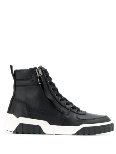 Diesel Hi-top Leather Sneakers In Black