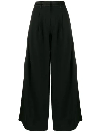 Andrea Ya'aqov Wide Leg Cropped Trousers In Black