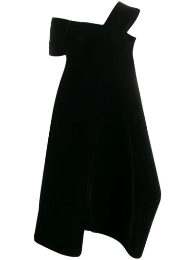 Stefano Mortari Asymmetric Midi Dress In Black