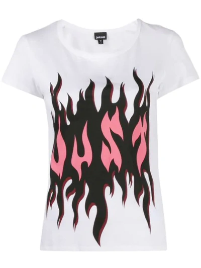 Just Cavalli Just Flames-print T-shirt In White