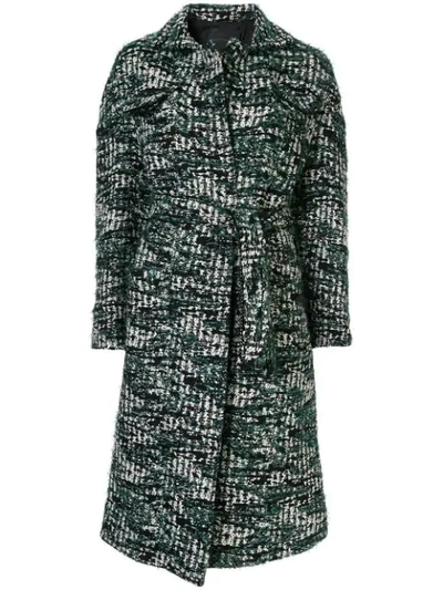 Anteprima Tweed Belted Coat In Verde Misto 923