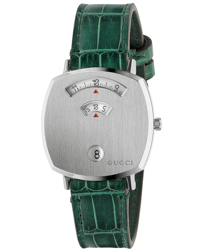 Gucci Grip 35mm Watch In Green & Green Alligator