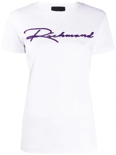 John Richmond Sequinned Logo T-shirt In White