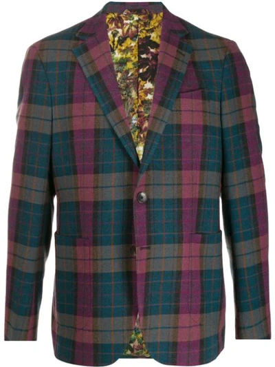 Etro Checked Single-breasted Blazer In Purple