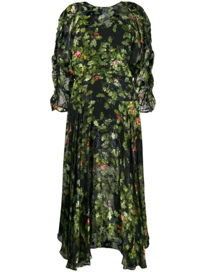 Preen By Thornton Bregazzi Flared Floral-print Dress In Green