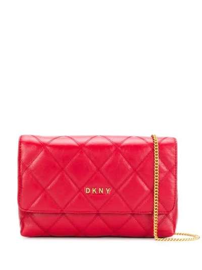 Dkny Sofia Quilted-effect Crossbody Bag In Red