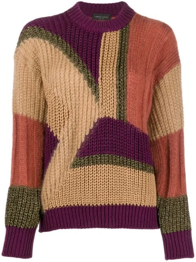 Roberto Collina Panelled Colour Block Jumper In Brown