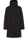 Prada Hooded Mid-length Coat In Black