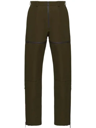 Prada Technical Straight Trousers In Green