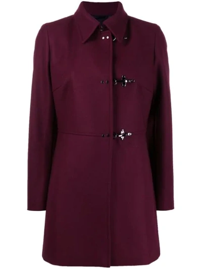 Fay Side Buckle Coat In Rcpr810 Burgundy