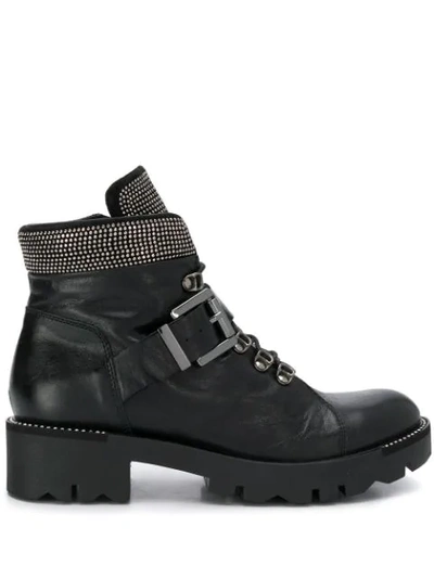 Tosca Blu Embellished Ankle Boots In Black