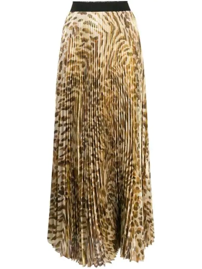 Blumarine Printed Pleated Long Skirt In Neutrals