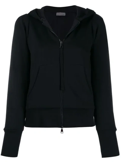 Moncler Hooded Zip-up Jacket In 999   Black