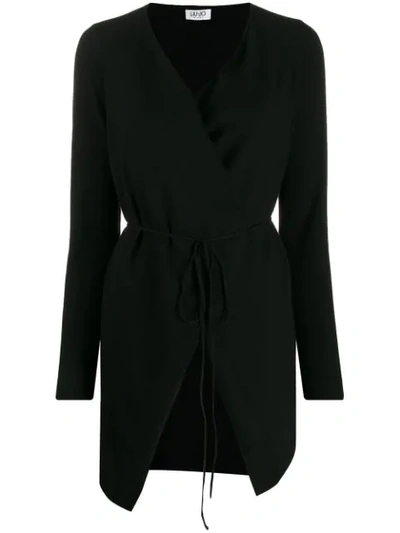 Liu •jo Wrap-style Tie-fastening Cardigan In Black