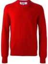 Comme Des Garçons Play V-neck Sweater In Red