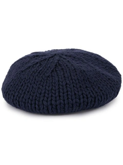 Undercover Knitted Beret Hat In H Navy