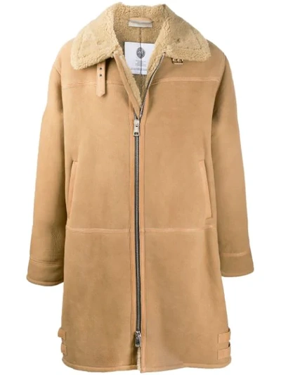 Paura Shearling-lined Coat In Brown