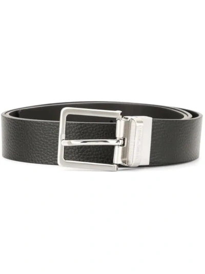 Emporio Armani Classic Square Buckle Belt In Black