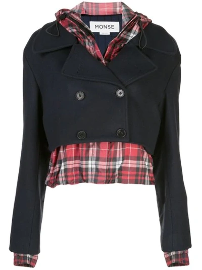 Monse Cropped Layered Jacket In Blue