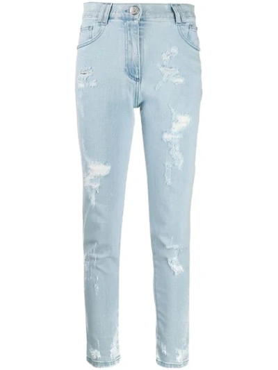 Balmain Slim-fit Ripped Jeans In Blue