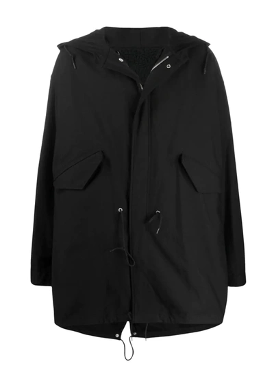 Raf Simons Antwerp Print Parka Coat In Black