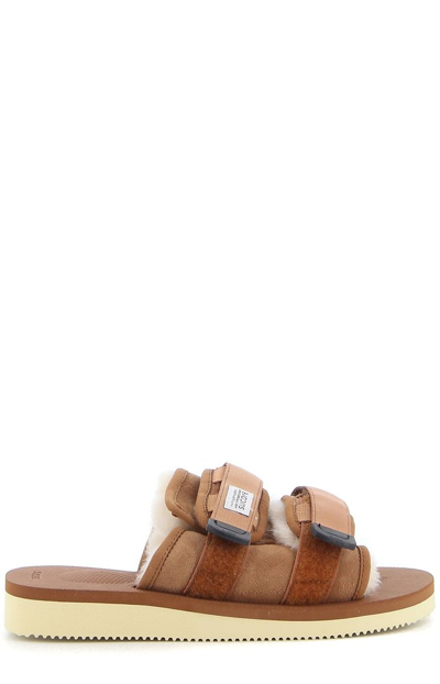 Suicoke Flat Touch Strap Sandals In Brown