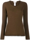 Fabiana Filippi Round Neck Knit Sweater In Brown