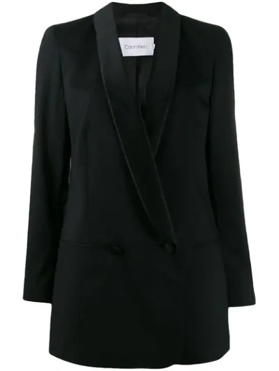 Calvin Klein Boxy Tuxedo Jacket In Black