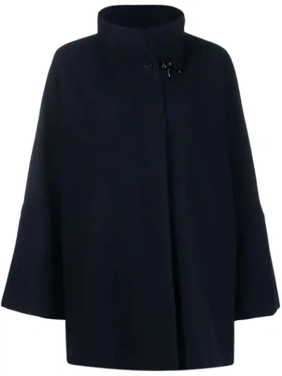 Fay Draped Wool Blend Coat In Blue