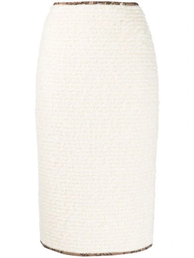 Rochas Knitted Zip-up Pencil Skirt In Neutrals