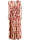 Red Valentino Empire-line Floral Midi-dress In Neutrals