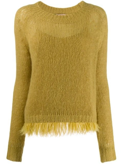 Twinset Feathered Hem Jumper In Yellow