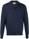 Canali Zipped Neck Jumper In Blue