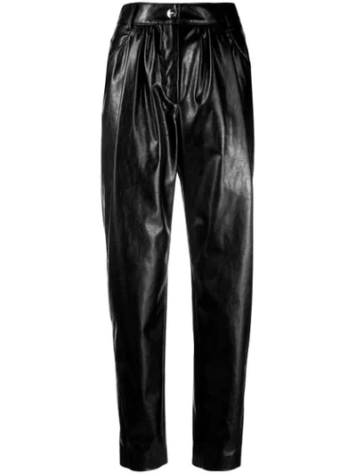 Msgm Straight Leg Faux Leather Pants In Black