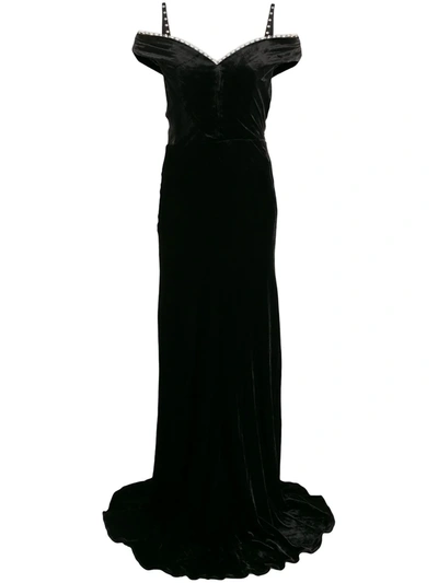 Maria Lucia Hohan Ayla Crystal-embellished Velvet Maxi Dress In Black