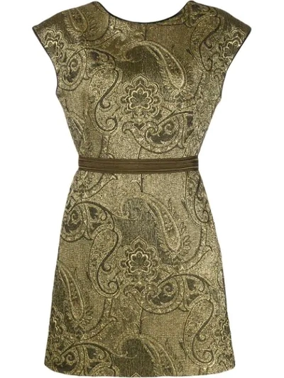 Etro Embroidered Paisley Dress In Gold