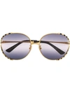 Gucci Striped Oversized-frame Sunglasses In Gold