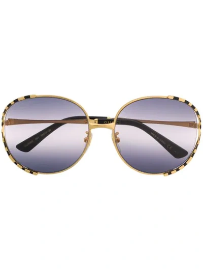 Gucci Striped Oversized-frame Sunglasses In Gold