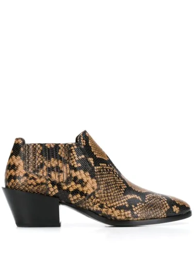 Tod's Snake-effect Ankle Boots In Brown