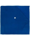 Faliero Sarti Fine Knit Frayed Edge Scarf In Blue