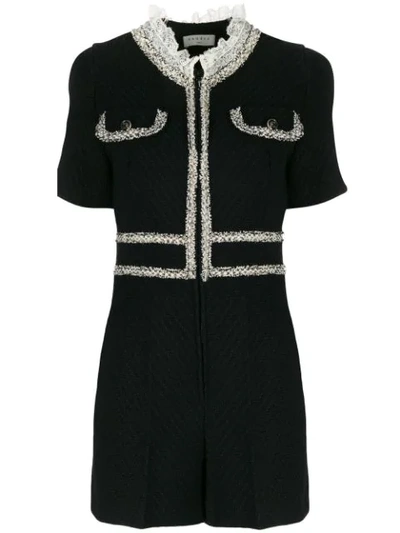 Sandro Lace Collar Playsuit In Noir