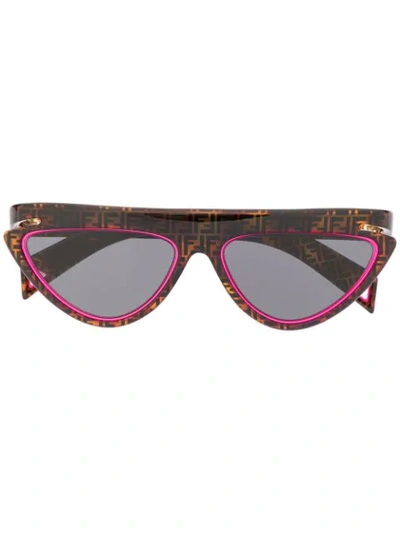 Fendi Ffluo Cat-eye Frame Sunglasses In Brown