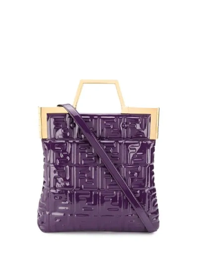 Fendi Embossed Ff Motif Tote Bag In Purple