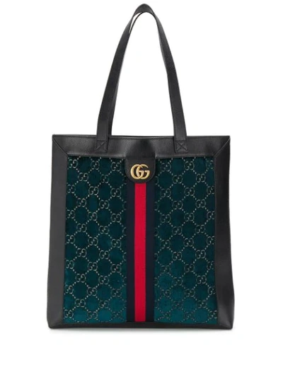 Gucci Monogram Pattern Tote Bag In Black