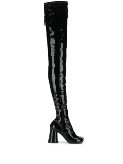 Mm6 Maison Margiela Cup Heel Over The Knee Boots In T8013  Black